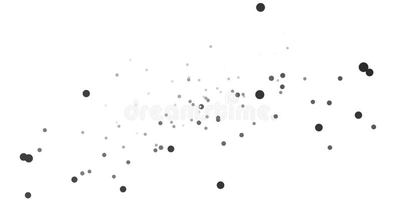 Animation abstraite L'aspect et le mouvement chaotique des points noirs tramés sur un fond blanc avec les rayons croissants illustration libre de droits