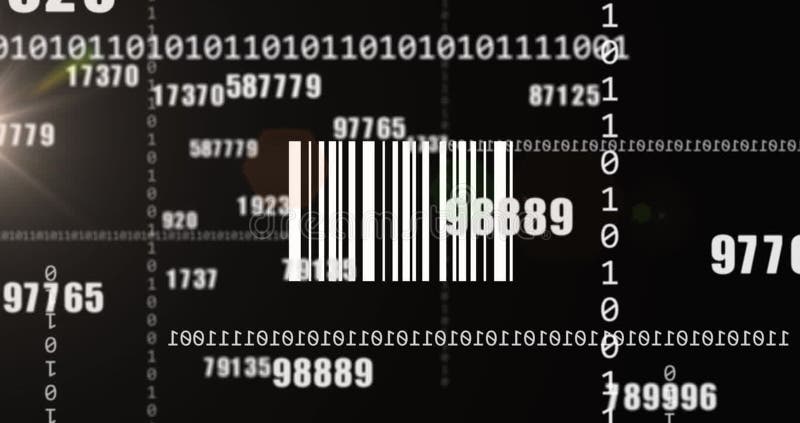 Animation of bar code, binary coding and data processing. Global networks, digital interface, data processing and connections concept digitally generated video. Binary coding data processing video