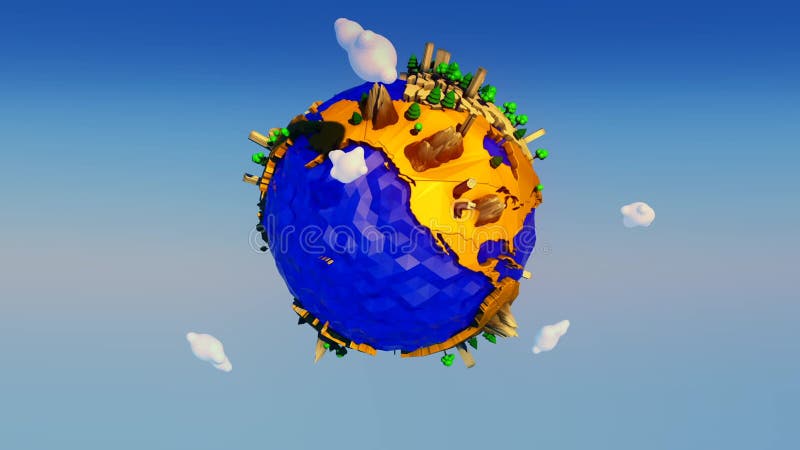 Animation basse poly earth illustration stock