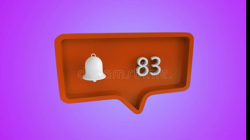 Animation of bell icon and numbers on red speech bubble stock illustration