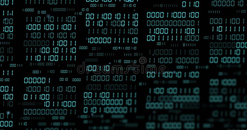 Animation of binary coding and data processing. Global artificial intelligence, connections, computing and data processing concept digitally generated video. Binary coding data processing video
