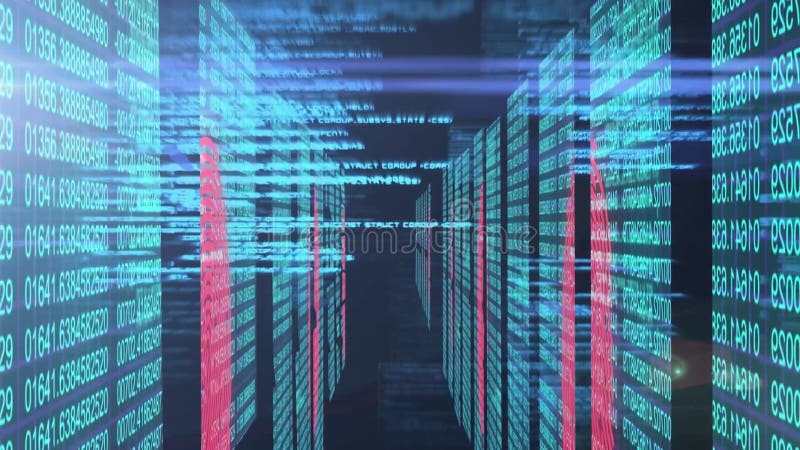 Animation of binary coding and data processing stock illustration
