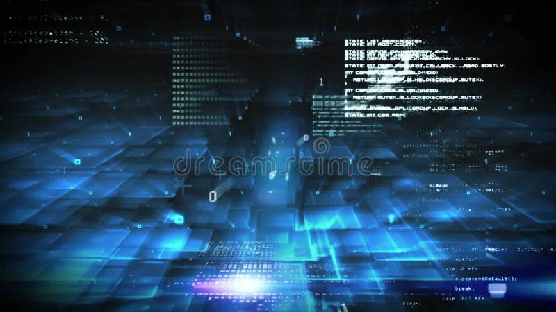 Animation of binary coding and data processing. Global computing and data processing concept digitally generated video. Binary coding data processing video