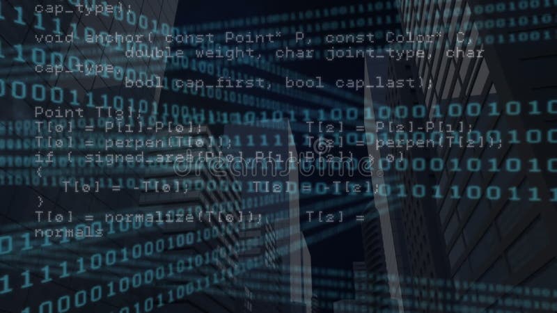 Animation of binary coding and data processing. Global computing, digital interface and data processing concept digitally generated video. Binary coding data processing video