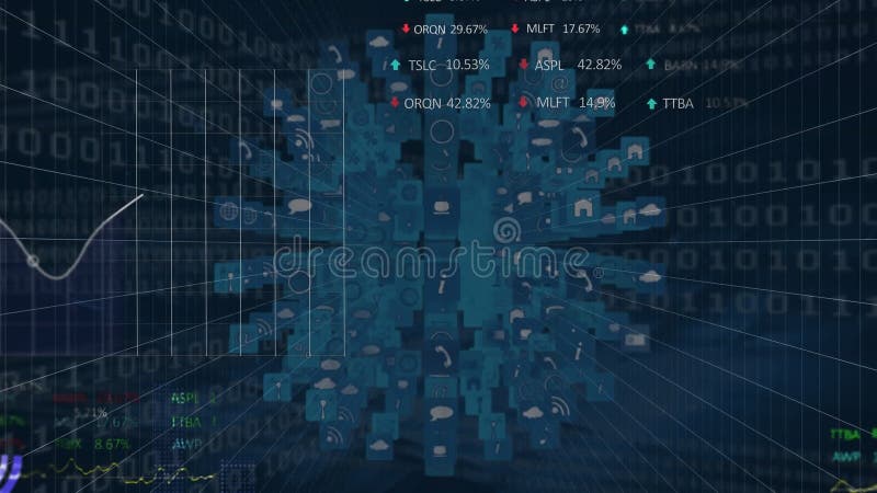Animation of binary coding and data processing. Global computing, digital interface and data processing concept digitally generated video. Binary coding data processing video