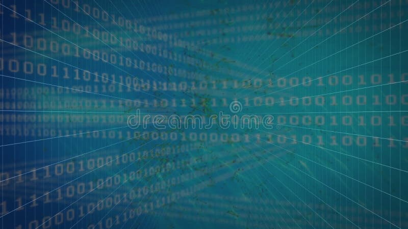 Animation of binary coding and data processing. Global computing, digital interface and data processing concept digitally generated video. Binary coding data processing video