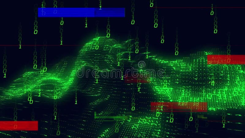 Animation of binary coding and data processing. Global digital interface, computing and data processing concept digitally generated video. Binary coding data processing video