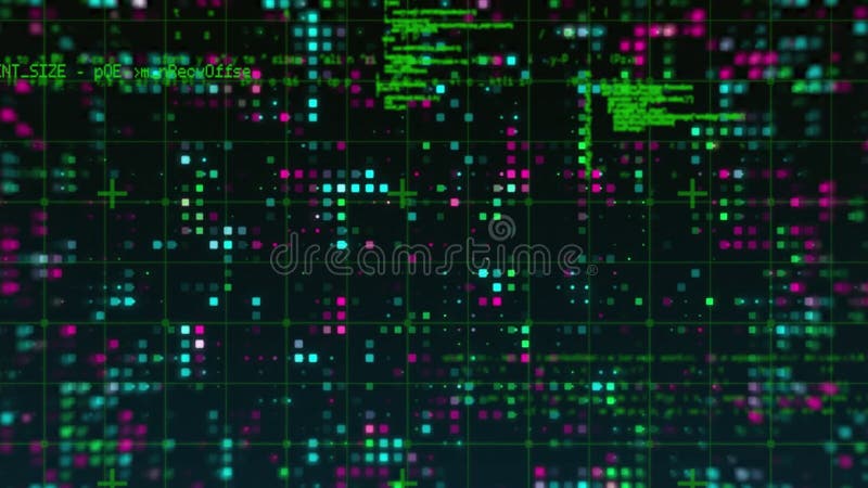 Animation of binary coding and data processing. Global digital interface, computing and data processing concept digitally generated video. Binary coding data processing video