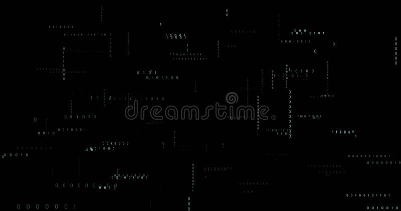 Animation of binary coding and data processing on black background. data processing, computing and digital interface concept digitally generated video. Binary coding data processing video