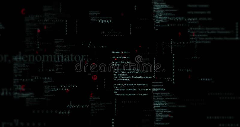 Animation of binary coding and data processing on black background. data processing, computing and digital interface concept digitally generated video. Binary coding data processing video