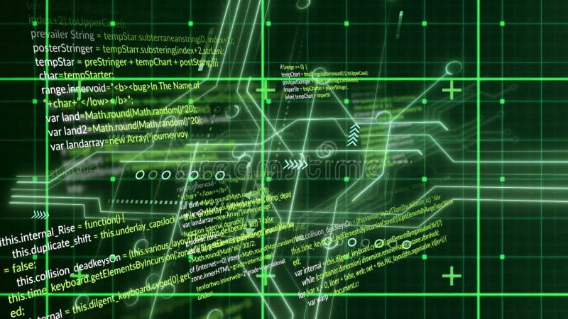 Animation of binary coding and data processing on black background. Global data processing, digital interface and computing concept digitally generated video. Binary coding data processing video