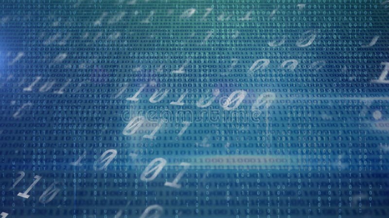 Animation of binary coding data processing on blue background. digital interface, global connection and communication concept digitally generated video. Binary coding data processing video