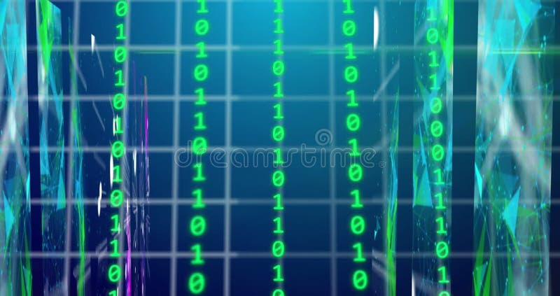 Animation of binary coding and data processing. Global digital interface, computing and data processing concept digitally generated video. Binary coding data processing video