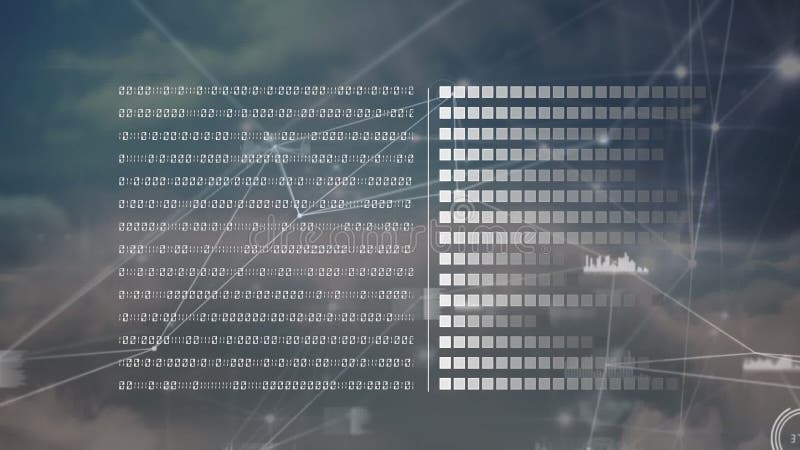 Animation of binary coding data processing and network of connections. global connections and networks concept digitally generated video. Binary coding data processing video