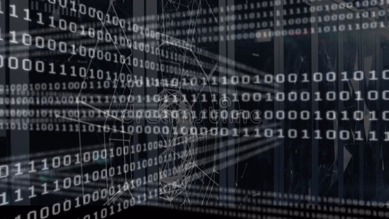 Animation of binary coding and data processing over computer servers. global connections, data processing and technology concept digitally generated video. Binary coding data processing video