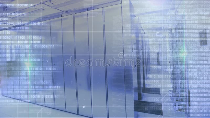 Animation of binary coding and data processing over computer servers. global technology, connections and data processing concept digitally generated video. Binary coding data processing video