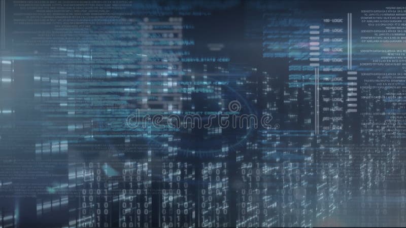 Animation of binary coding and data processing over computer servers. global technology, connections and data processing concept digitally generated video. Binary coding data processing video