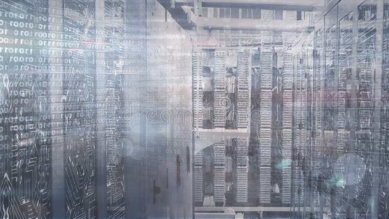 Animation of binary coding and data processing over computer servers. global technology, connections and data processing concept digitally generated video. Binary coding data processing video