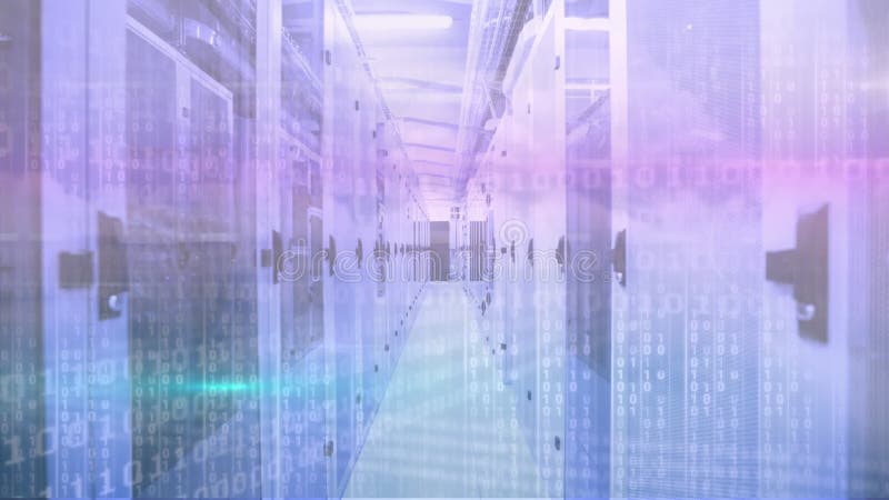 Animation of binary coding and data processing over computer servers. global technology, connections and data processing concept digitally generated video. Binary coding data processing video