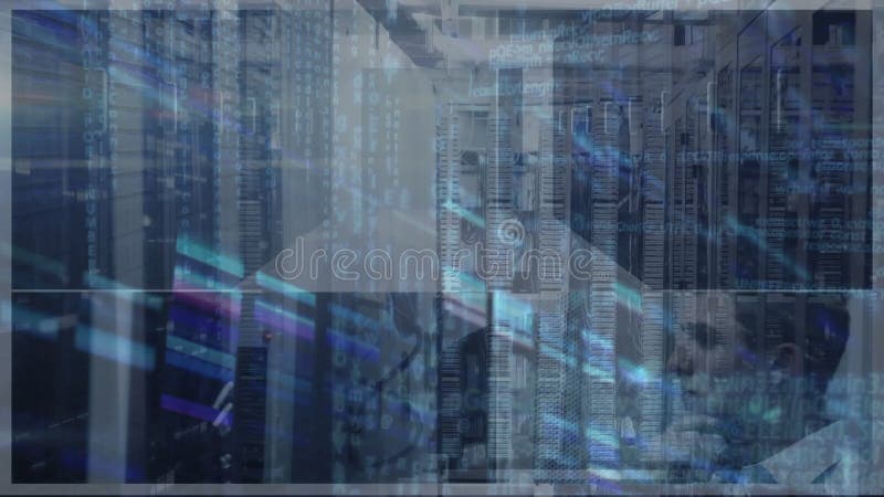 Animation of binary coding and data processing over computer servers. global technology, connections and data processing concept digitally generated video. Binary coding data processing video