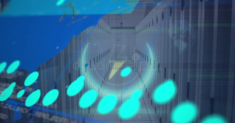 Animation of binary coding and data processing over computer servers. Global business, finance and data processing concept digitally generated video. Binary coding data processing video