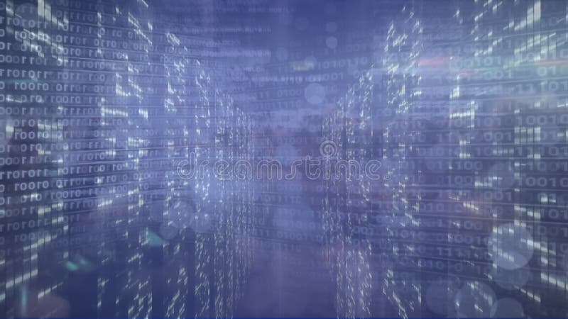 Animation of binary coding data processing over computer servers. global technology, connections and data processing concept digitally generated video. Binary coding data processing video