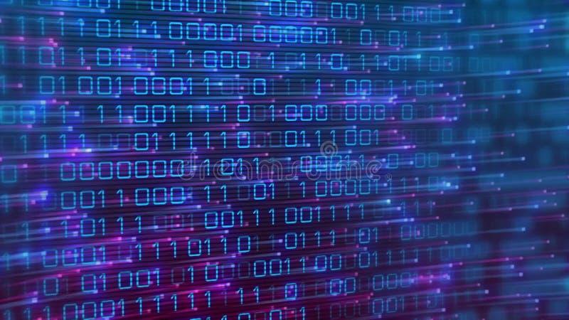Animation of binary coding digital data processing. Global connections, computing and data processing concept digitally generated video. Binary coding data processing video