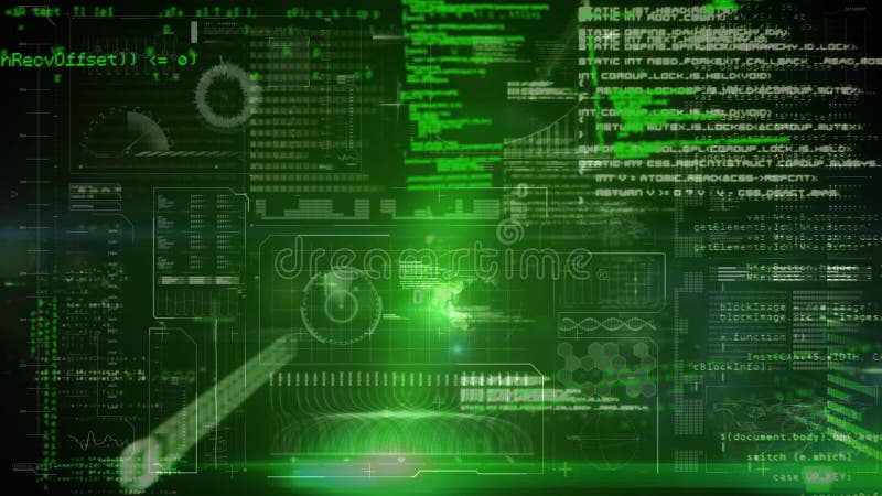 Animation of binary coding and green data processing. global computing and data processing concept digitally generated video. Binary coding data processing video