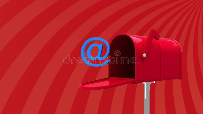 Animation of blue email icon next to postbox on rotating red stripes moving in seamless loop royalty free illustration