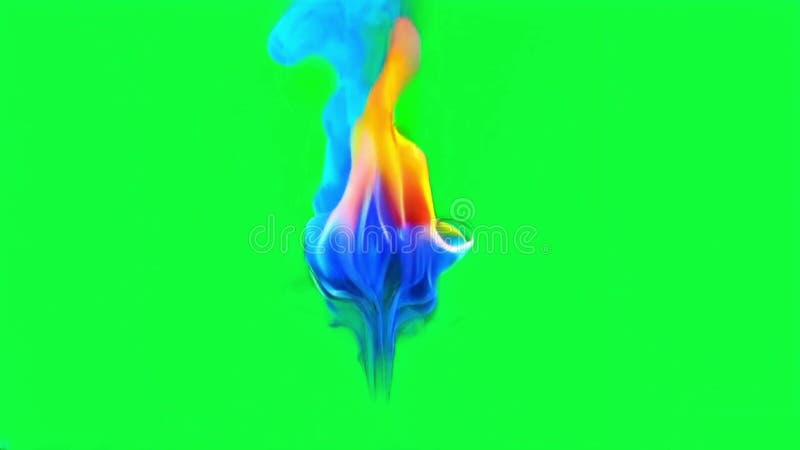 Animation blue and orange flame effect isolate on green screen. vector illustration