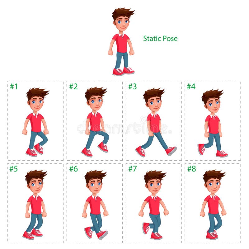 Boy Character 2d Model Sheet Walk Stock Vector (Royalty Free) 2031450833 |  Shutterstock