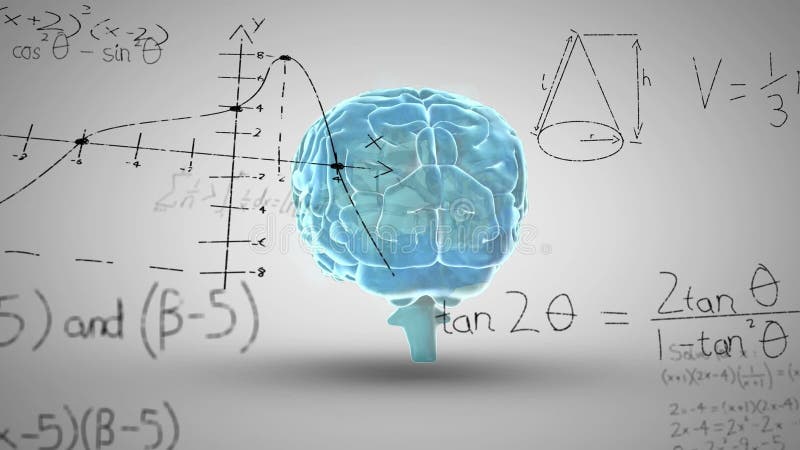 Animation of brain with scientific mathematical royalty free illustration
