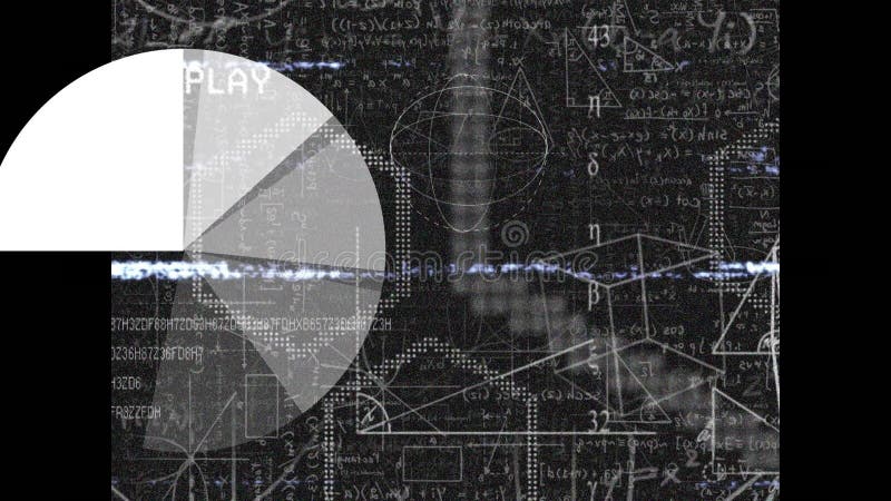 Animation of charts and math formulas on black background vector illustration