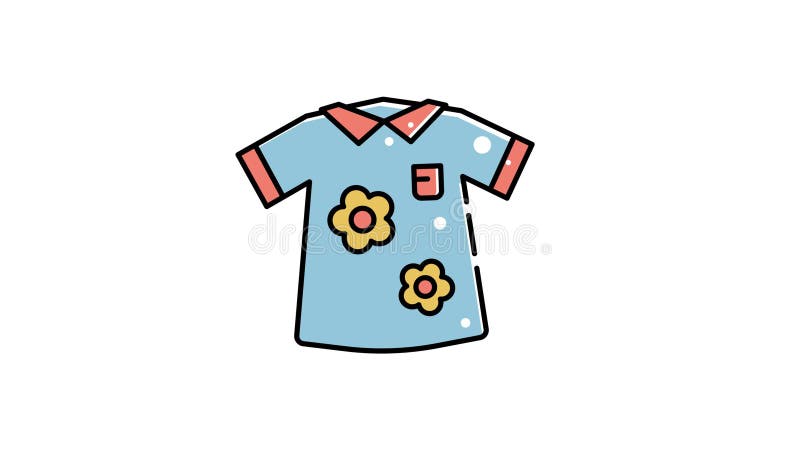 Animation Chemise bleue avec deux fleurs jaunes illustration libre de droits