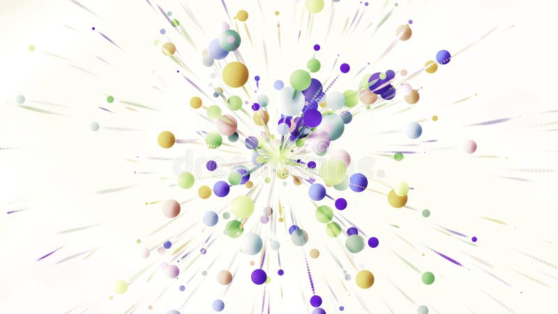 Animarea bulelor de cercuri colorate pe fond alb. propunere. particule luminoase abstracte care se mișcă ca sărbătorirea stock illustration