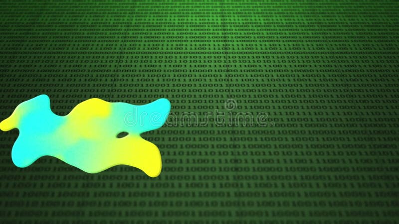 Animation of colorful stain over green binary code stock video footage