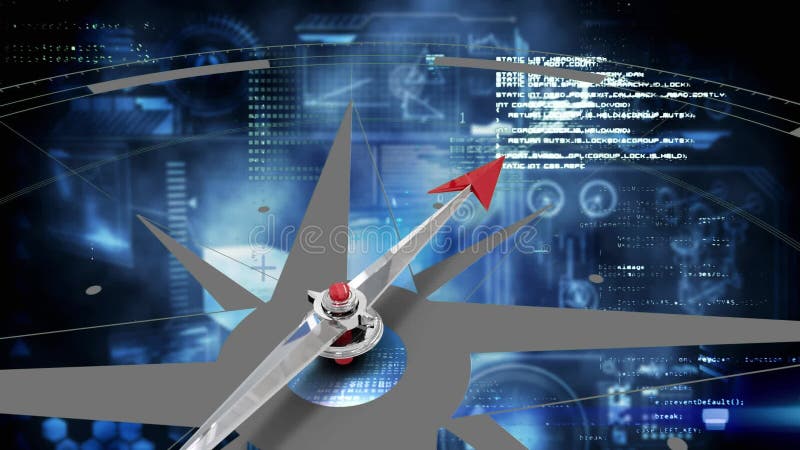 Animation of compass in blue background stock illustration
