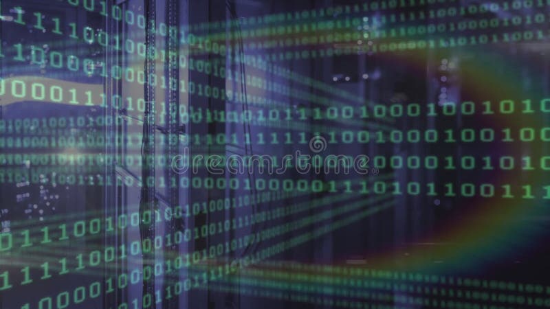 Animation of computer data processing binary coding over prism in background. global computing and data processing concept digitally generated video. Binary coding data processing video
