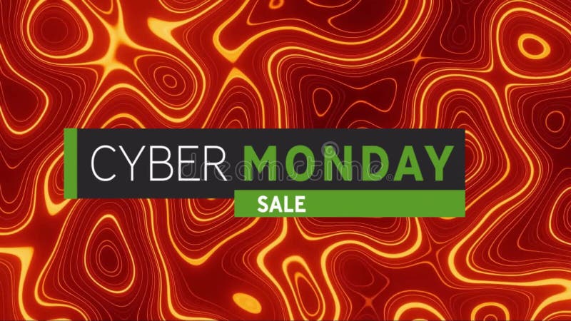 Animation of cyber monday sale text over lines pattern background stock illustration