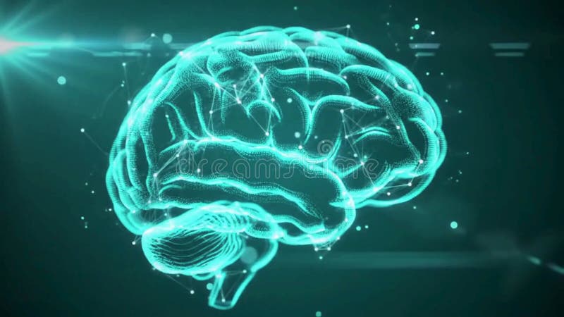 Animation cérébrale avec connexions lumineuses et effet lumineux illustration de vecteur