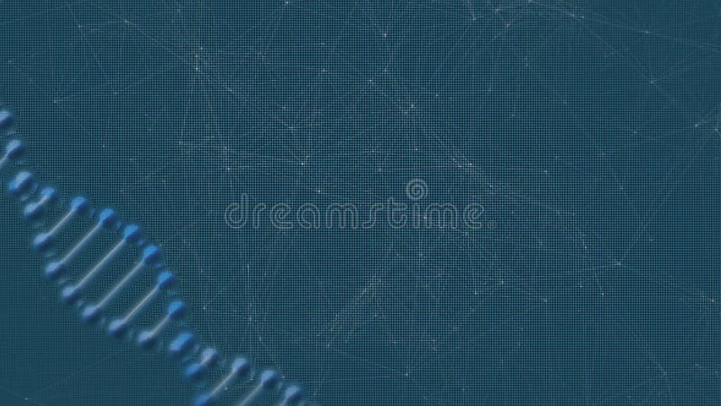 Animation d'un brin d'adn tournant avec un réseau de connexions sur fond bleu illustration stock
