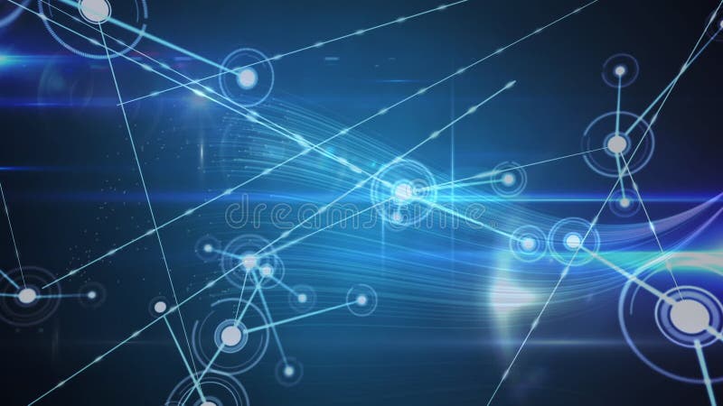 Animation d'un réseau croissant des connexions avec les noeuds sur un fond noir illustration libre de droits