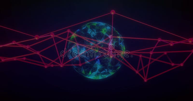 Animation d'un réseau de connexions sur le globe de formes illustration stock