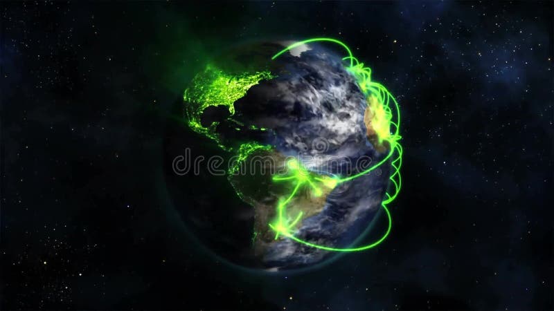 Animation d'un réseau de connexions sur le globe illustration stock