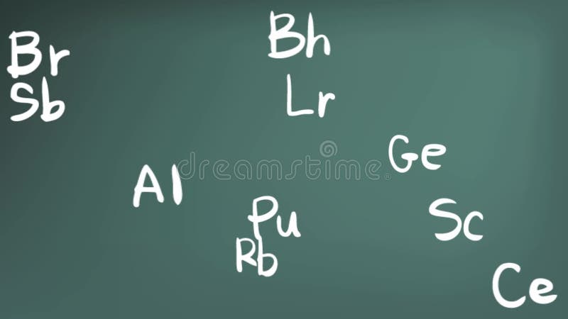 Animation d'élément de chimie dans l'icône de formule de théorie de table périodique se déplaçant en écriture de griffonnage dans