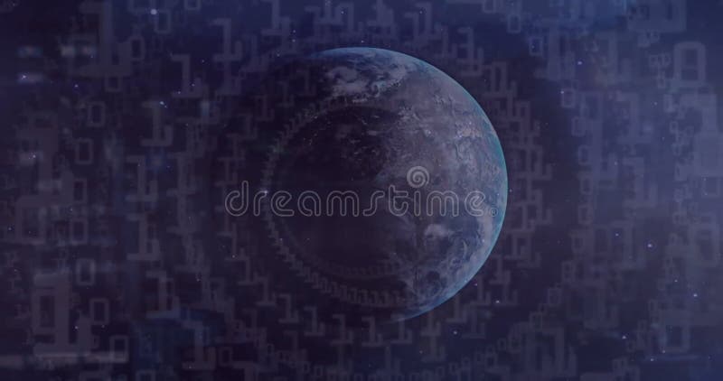 Animation d'étoiles et codage binaire sur le globe illustration de vecteur