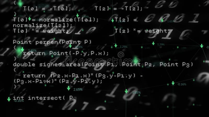 Animation of data processing and binary coding on black background. global business, finances, connections and digital interface concept digitally generated video. Binary coding data processing video