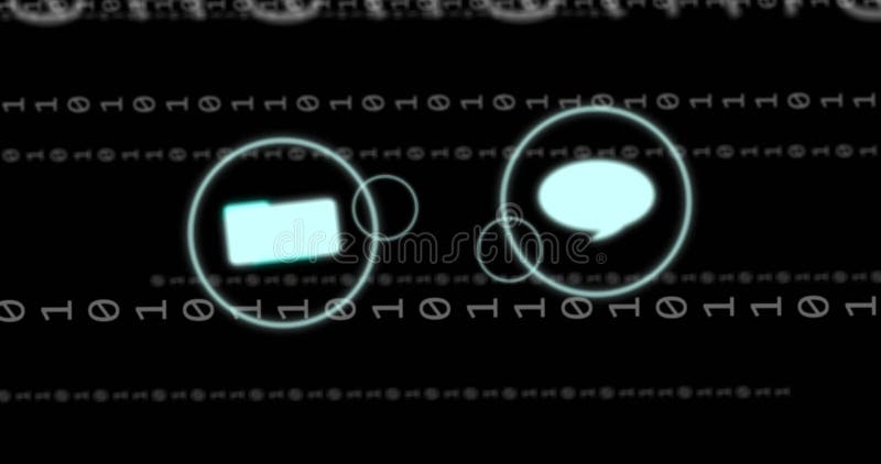 Animation of data processing and binary coding on black background. Global computing and data processing concept digitally generated video. Binary coding data processing video