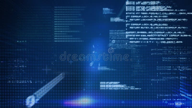 Animation of data processing and binary coding on blue background. global data processing and digital interface concept digitally generated video. Binary coding data processing video