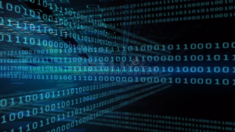 Animation of data processing and binary coding on blue background. global data processing and digital interface concept digitally generated video. Binary coding data processing video